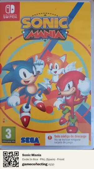 Sonic Mania Nintendo Switch, Spain box front