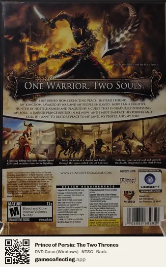 Prince of Persia: The Two Thrones Computer, NTSC box back