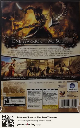 Prince of Persia: The Two Thrones Computer, NTSC box back