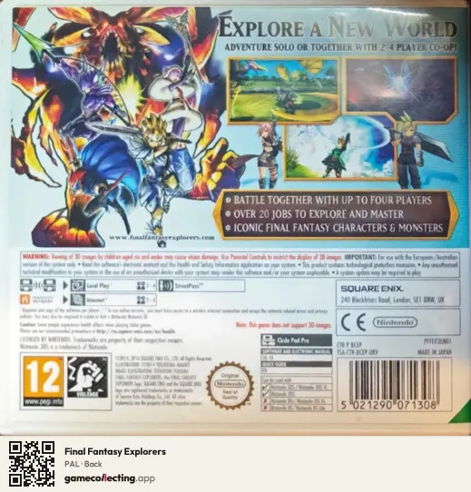 Final Fantasy Explorers Nintendo 3DS, PAL box back