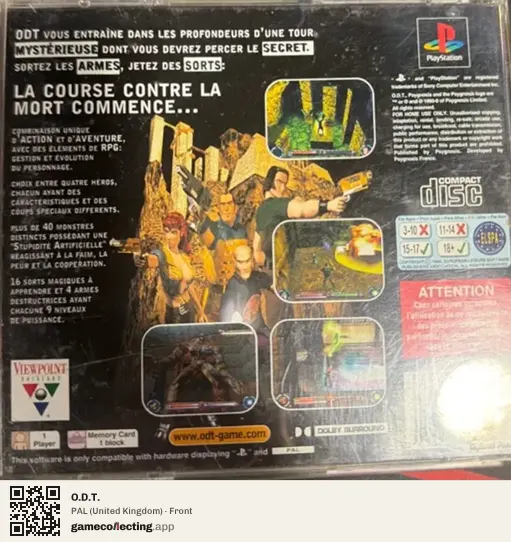 O.D.T. PlayStation, United Kingdom box front