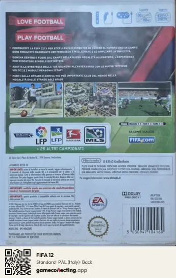 FIFA 12 Nintendo Wii, Italy box back