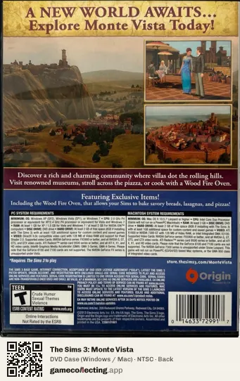 The Sims 3: Monte Vista Computer, NTSC box back