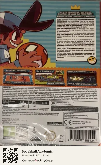 Dodgeball Academia Nintendo Switch, PAL box back