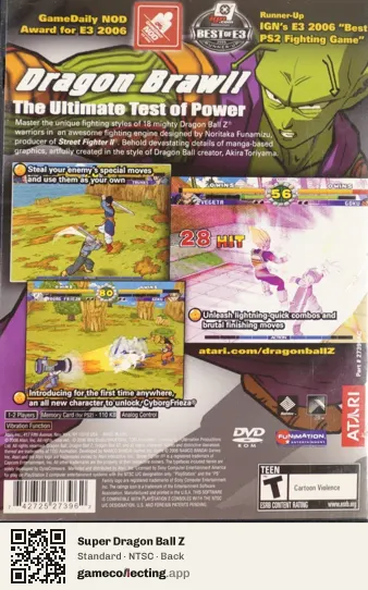 Super Dragon Ball Z PlayStation 2, NTSC box back