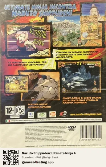 Naruto Shippuden: Ultimate Ninja 4 PlayStation 2, Italy box back