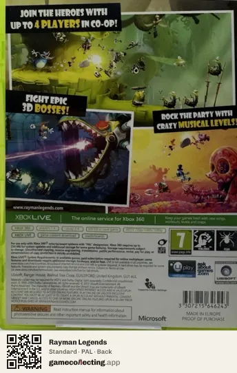 Rayman Legends Xbox 360, PAL box back