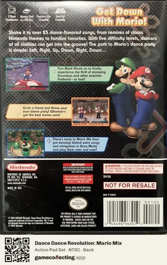 Dance Dance Revolution: Mario Mix Nintendo GameCube, NTSC box back