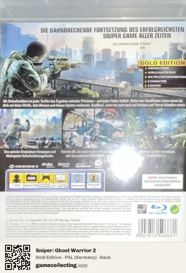 Sniper: Ghost Warrior 2 PlayStation 3, Germany box back