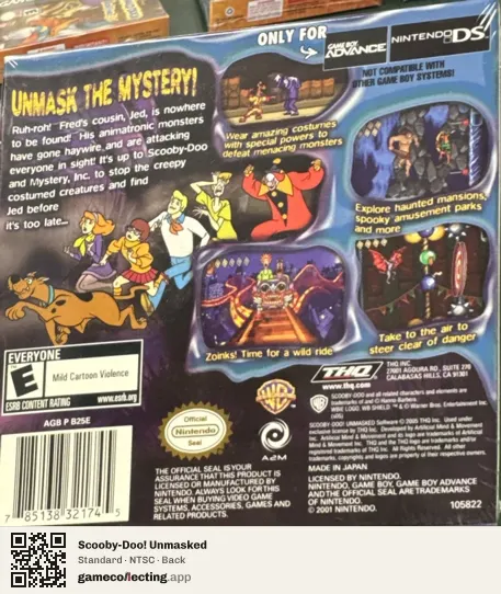 Scooby-Doo! Unmasked Game Boy Advance, NTSC box back