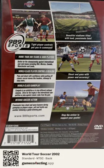 World Tour Soccer 2002 PlayStation 2, NTSC box back