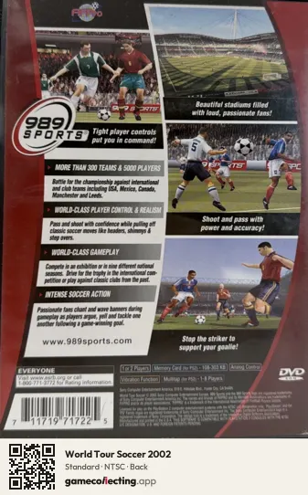 World Tour Soccer 2002 PlayStation 2, NTSC box back