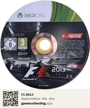 F1 2013 Xbox 360, PAL disc