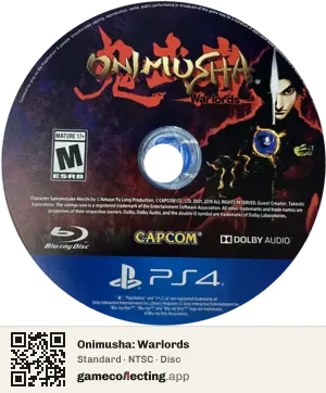 Onimusha: Warlords PlayStation 4, NTSC disc