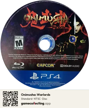 Onimusha: Warlords PlayStation 4, NTSC disc