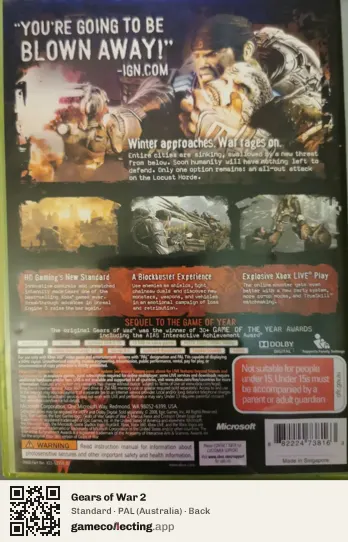 Gears of War 2 Xbox 360, Australia box back