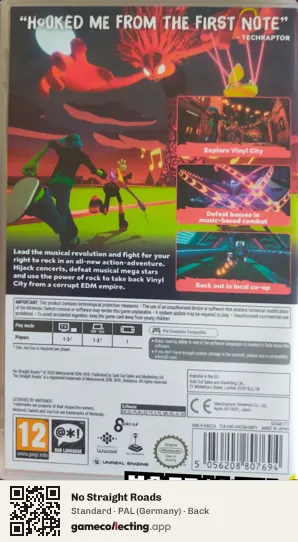 No Straight Roads Nintendo Switch, Germany box back
