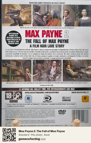 Max Payne 2: The Fall of Max Payne PlayStation 2, Italy box back