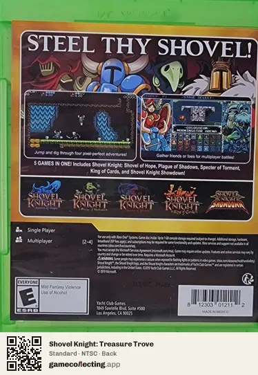 Shovel Knight: Treasure Trove Xbox One, NTSC box back