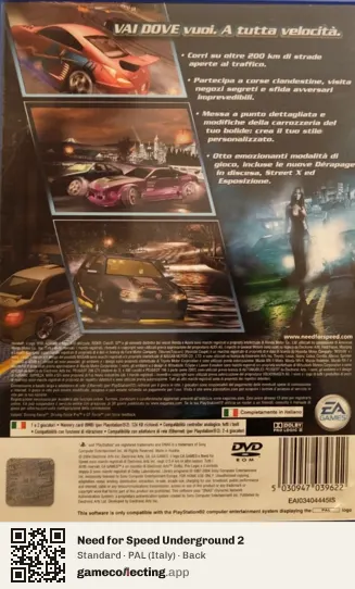 Need for Speed Underground 2 PlayStation 2, Italy box back
