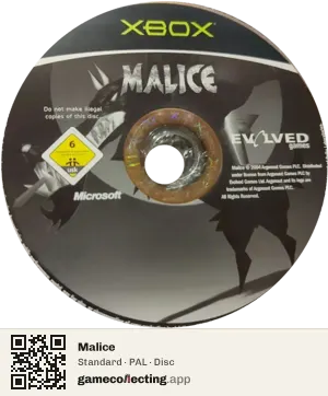 Malice Xbox, PAL disc