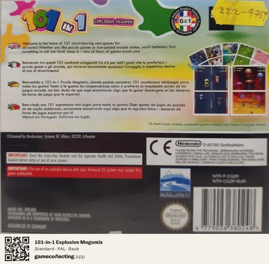 101-in-1 Explosive Megamix Nintendo DS, PAL box back