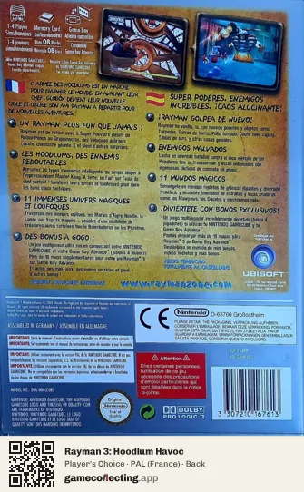 Rayman 3: Hoodlum Havoc Nintendo GameCube, France box back
