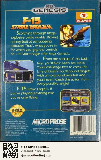 F-15 Strike Eagle II Sega Mega Drive / Genesis, NTSC box back
