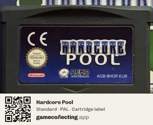 Hardcore Pool Game Boy Advance, PAL cartridge label