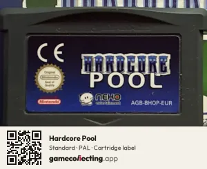 Hardcore Pool Game Boy Advance, PAL cartridge label