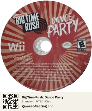 Big Time Rush: Dance Party Nintendo Wii, NTSC disc