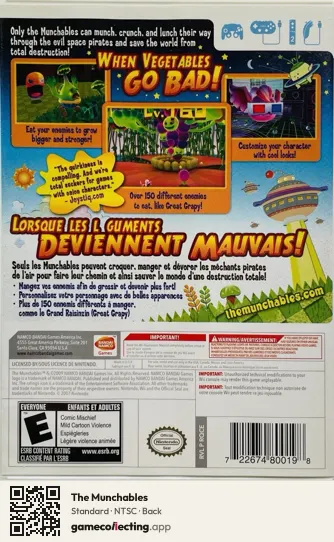 The Munchables Nintendo Wii, NTSC box back