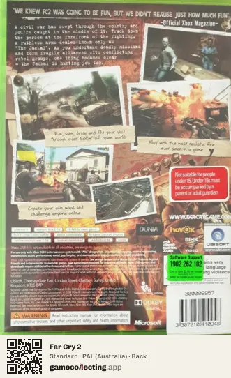 Far Cry 2 Xbox 360, Australia box back