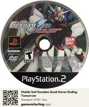 Mobile Suit Gundam Seed: Never Ending Tomorrow PlayStation 2, NTSC disc