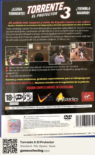 Torrente 3: El Protector PlayStation 2, Spain box back