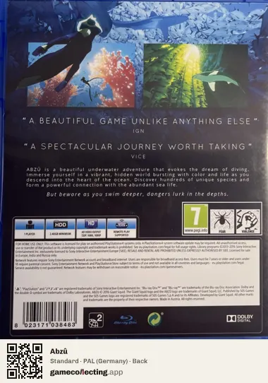 Abzû PlayStation 4, Germany box back