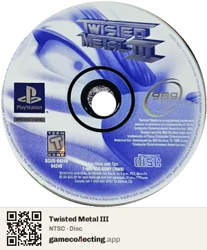 Twisted Metal III PlayStation, NTSC disc
