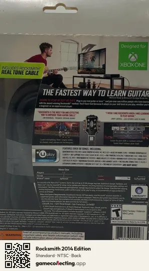 Rocksmith 2014 Edition Xbox One, NTSC box back