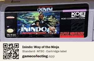 Inindo: Way of the Ninja Super Nintendo Entertainment System, NTSC cartridge label