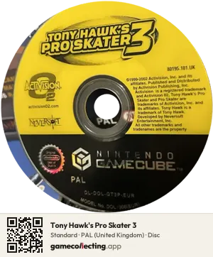 Tony Hawk's Pro Skater 3 Nintendo GameCube, PAL disc