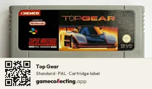 Top Gear Super Nintendo Entertainment System, PAL cartridge label