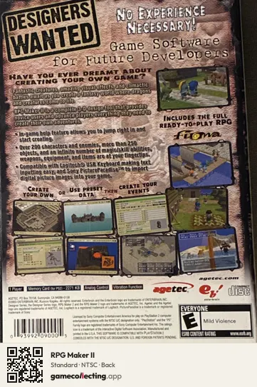 RPG Maker II PlayStation 2, NTSC box back