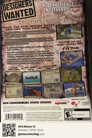 RPG Maker II PlayStation 2, NTSC box back