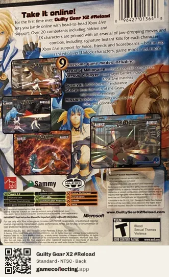 Guilty Gear X2 #Reload Xbox, NTSC box back