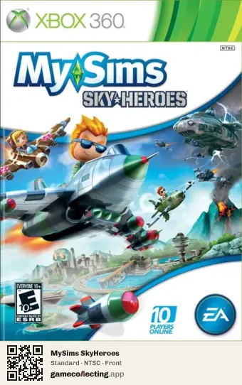 MySims SkyHeroes Xbox 360, NTSC box front