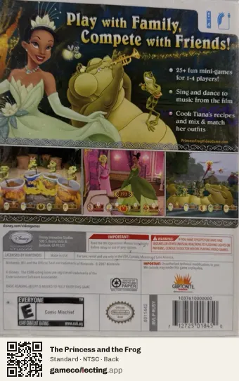 The Princess and the Frog Nintendo Wii, NTSC box back