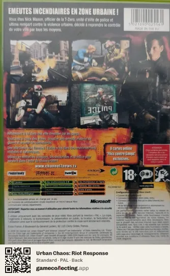 Urban Chaos: Riot Response Xbox, PAL box back