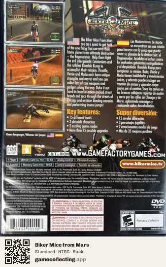 Biker Mice from Mars PlayStation 2, NTSC box back