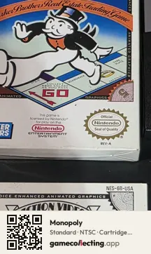 Monopoly Nintendo Entertainment System, NTSC cartridge label