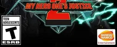 My Hero One's Justice 2, the ESRB box on its front